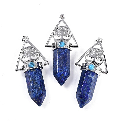 Dyed Natural Lapis Lazuli Faceted Pointed Bullet Big Pendants G-H076-02P-011-1