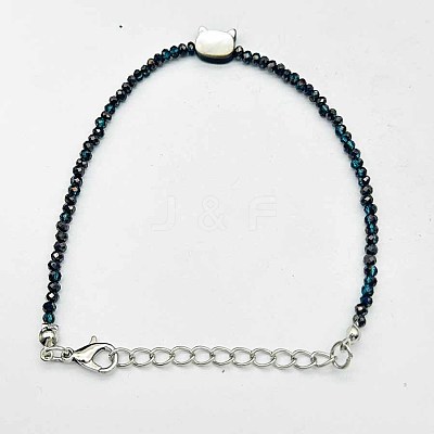 Faceted Rondelle Glass Beaded Bracelets TR4821-1-1