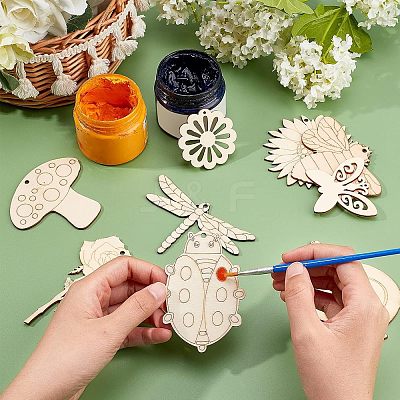 90Pcs 9 Styles Wood Cutouts Ornaments WOOD-NB0005-15-1