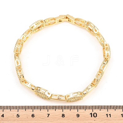 Oval Brass Micro Pave Clear Cubic Zirconia Link Chain Bracelets for Women BJEW-T025-03B-G-1