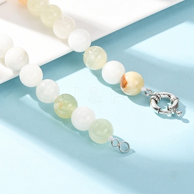 12MM Dyed Natural Green Jade Round Beaded Necklaces GG-CBAA808-04P-E-1