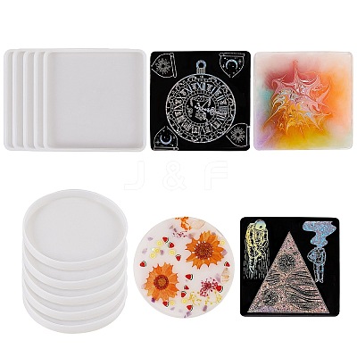 10Pcs 2 Style Coaster Silicone Molds DIY-SZ0002-73-1
