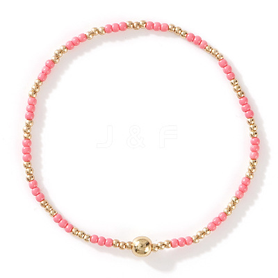 Glass Seed Beads & CCB Beads Stretch Bracelets TB4137-23-1