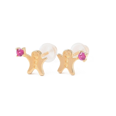 925 Sterling Silver Cubic Zirconia Stud Earrings EJEW-F394-01A-G-1