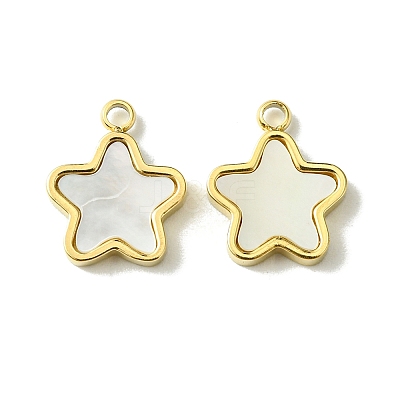 Ion Plating(IP) 304 Stainless Steel Pave Shell Star Charms X-FIND-Z028-26G-1