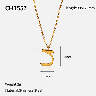 304 Stainless Steel Arabic Initial Letter Pendant Necklaces FS-WG7B6CA-07-1