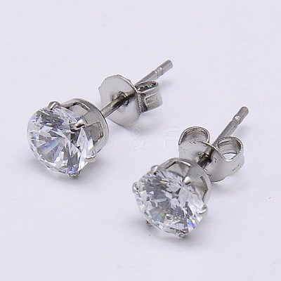 Cubic Zirconia Ear Studs X-STAS-E051-3C-1