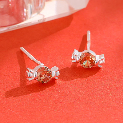 999 Sterling Silver Cubic Zirconia Candy Stud Earrings FS-WG7BAD4-03-1