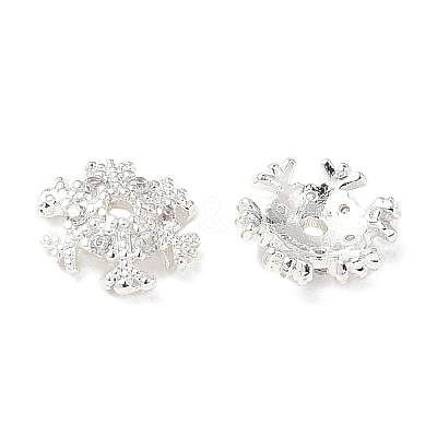 Brass Micro Pave Clear Cubic Zirconia Bead Caps KK-A254-09S-1