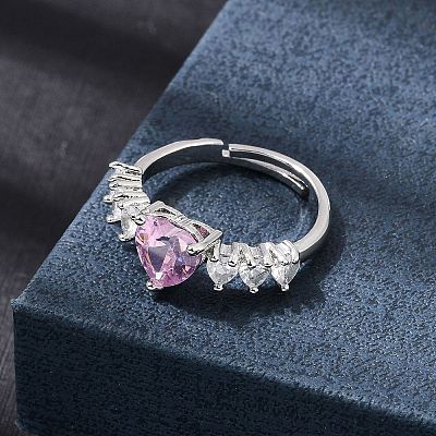 Brass Pave Cubic Zirconia Cuff Open Rings CU-CBA5C10-02P-1