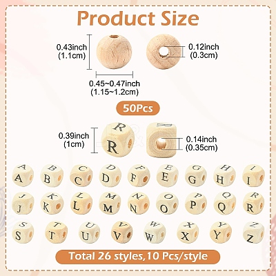 310Pcs 27 Styles Printed Natural Wood Beads WOOD-YW0001-84-1