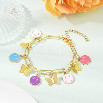 Brass & Alloy Enamel Charm Bracelets BJEW-JB11626-1