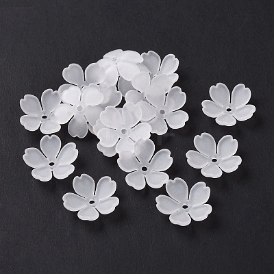 5-Petal Transparent Acrylic Bead Caps OACR-A017-13-1