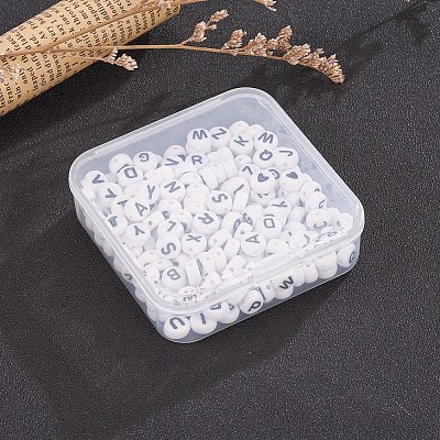 200Pcs 2 Style White Acrylic Enamel Beads SACR-YW0001-04-1