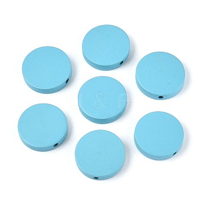 Painted Natural Poplar Wood Beads WOOD-S045-063B-07-1