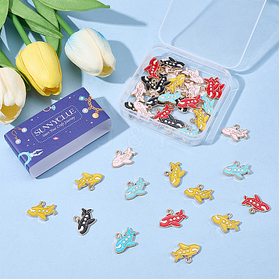 40Pcs 5 Colors Alloy Enamel Pendants ENAM-SC0008-19-1