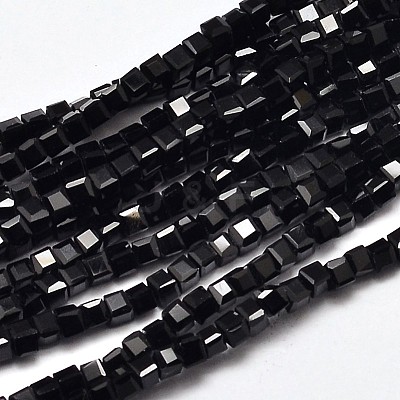 Faceted Cube Glass Beads Strands EGLA-J133-C01-1
