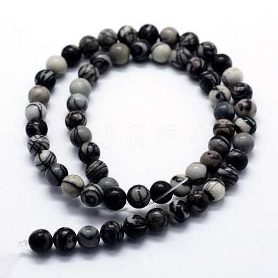 Natural Black Silk Stone/Netstone Beads Strands X-G-I199-11-10mm-1