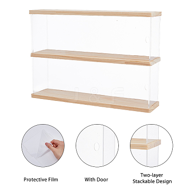 2-Tier Transparent Acrylic Toys Action Figures Display Boxs ODIS-WH0063-01-1