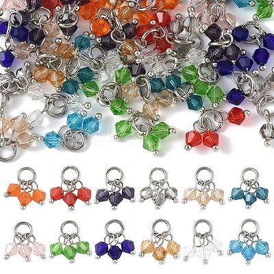 48Pcs 12 Colors Imitate Austrian Crystal Bicone Glass Pendants PALLOY-YW00070-1