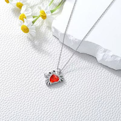 Summer Beach Alloy Rhinestone Crab Pendant Necklaces for Women WG730EC-01-1