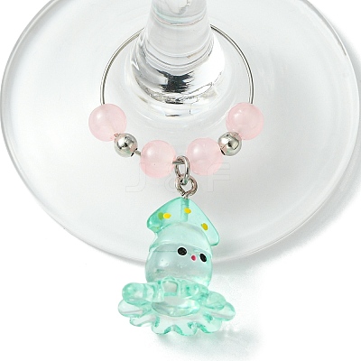 Ocean Theme Resin Wine Glass Charms AJEW-JO00243-1