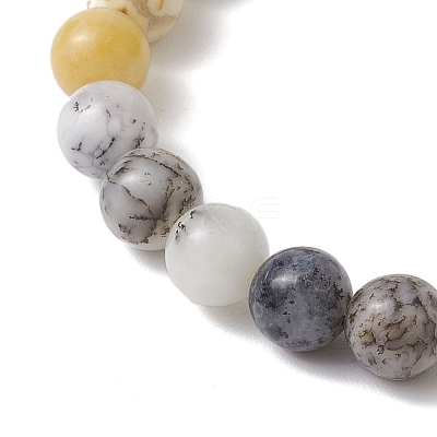 8.5mm Round Natural White African Opal Beaded Stretch Bracelets for Women BJEW-JB10761-1
