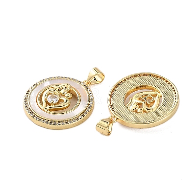 Brass Micro Pave Cubic Zirconia Pendants KK-U070-04A-G-1
