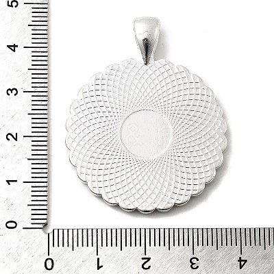 Flat Round Alloy Rhinestone Pendant Cabochon Settings ALRI-T351-01S-1