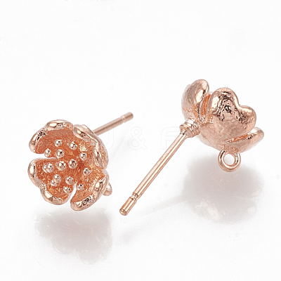 Brass Stud Earring Findings KK-Q750-076RG-1