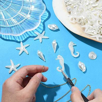 250G Marine Theme ABS Plastic Imitation Pearl Beads OACR-CJ0002-35-1