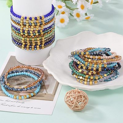Glass Beads Bracelets BJEW-SW01604-02-1