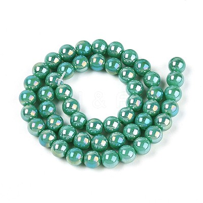 Electroplate Opaque Glass Beads Strands GLAA-T032-P8mm-AB12A-1