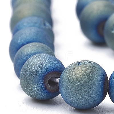 Electroplate Natural Druzy Geode Weathered Agate Beads Strands G-S284-6mm-03-1