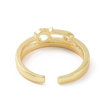 Clear Cubic Zirconia Safe Pin Shape Open Cuff Ring RJEW-G283-07G-1
