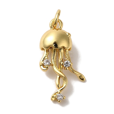 Rack Plating Brass Micro Pave Cubic Zirconia Pendants KK-U027-09-03G-1