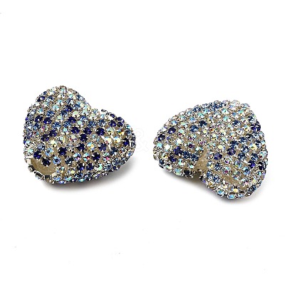 Sparkling Acrylic Heart Beads with Rhinestone Embellishment OACR-NH0001-02B-04-1