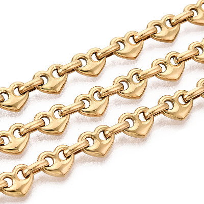 304 Stainless Steel Heart Link Chains CHS-Q009-03G-01-1