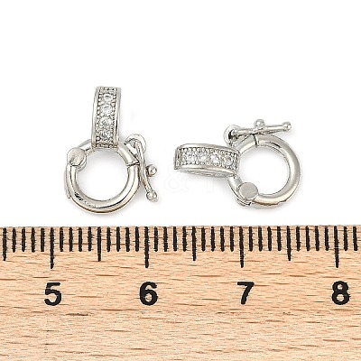 Brass Micro Pave Clear Cubic Zirconia Twister Clasps KK-H202-18P-1