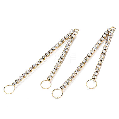 Brass Pave Crystal Rhinestone Chain with Ring Big Pendants KK-N216-423-03LG-1