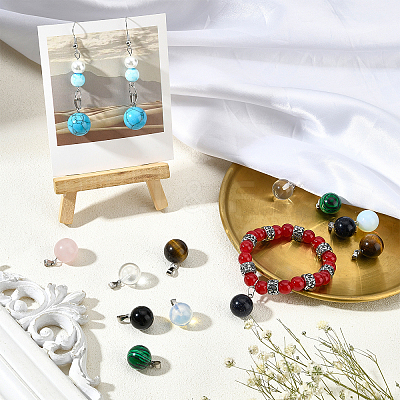 16Pcs 8 Style Natural & Synthetic Gemstone Pendants G-NB0003-04-1