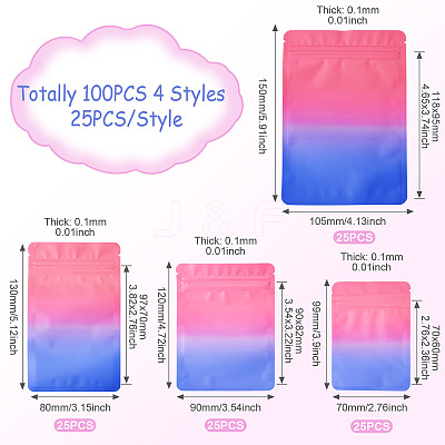 100Pcs 4 Styles PET Zipper Bags OPP-TA0001-19C-1