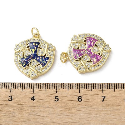 Brass Micro Pave Clear Cubic Zirconia Pendants KK-C045-28G-1
