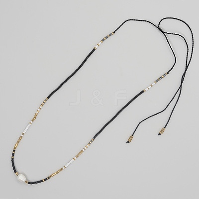 Miyuki & Natural Freshwater Pearl Braided Necklace for Women PI7820-1-1