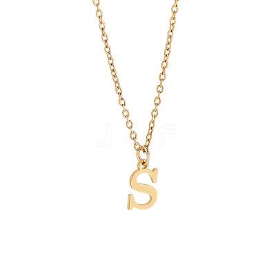304 Stainless Steel Letter Pendant Necklaces NJEW-LP0001-53S-G-1