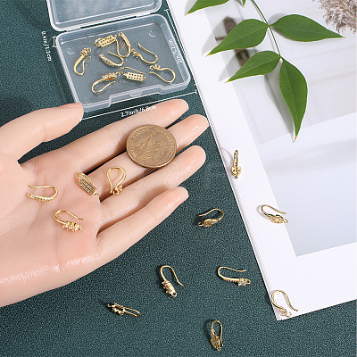 12 Pairs 6 Style Brass Micro Pave Clear Cubic Zirconia Earring Hooks ZIRC-BBC0002-23-1