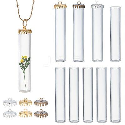9Sets 3 Colors Transparent Glass Bottle Pendants GLAA-PH0002-35-1