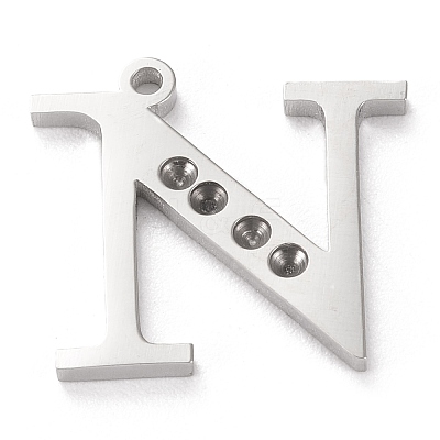 Tarnish Resistant 304 Stainless Steel Letter Pendant Rhinestone Settings LS-STAS-J028-01N-1