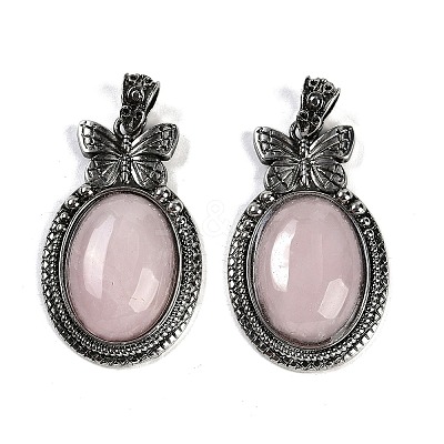 Natural Rose Quartz Pendants G-I370-09AS-06-1