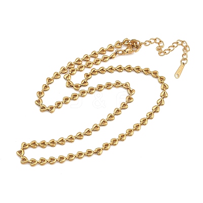 4MM 304 Stainless Steel Heart Link Chain Necklaces for Women X-NJEW-G179-06G-1